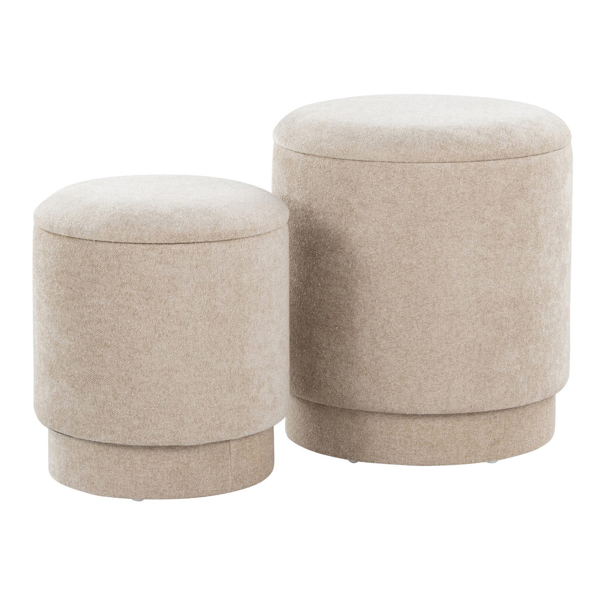 Marla Upholstered Contemporary Ottoman Set in Beige Fabric by LumiSource