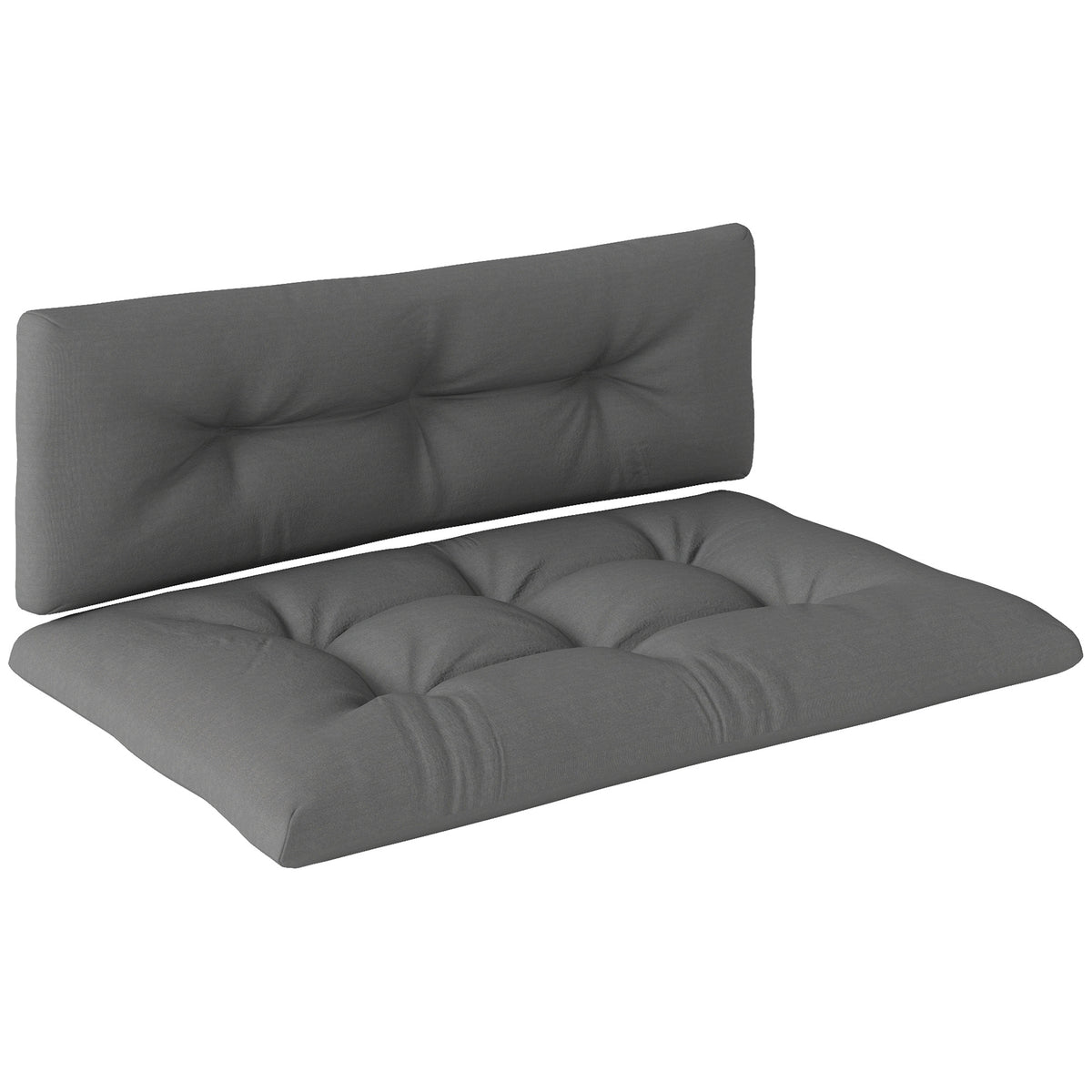 Outsunny 2 Seater Pallet Cushions Outdoor 3.9' Thick Replacement Pallet Sofa Cushions, Tufted Replacement Pads for Garden, Patio, Dark Gray