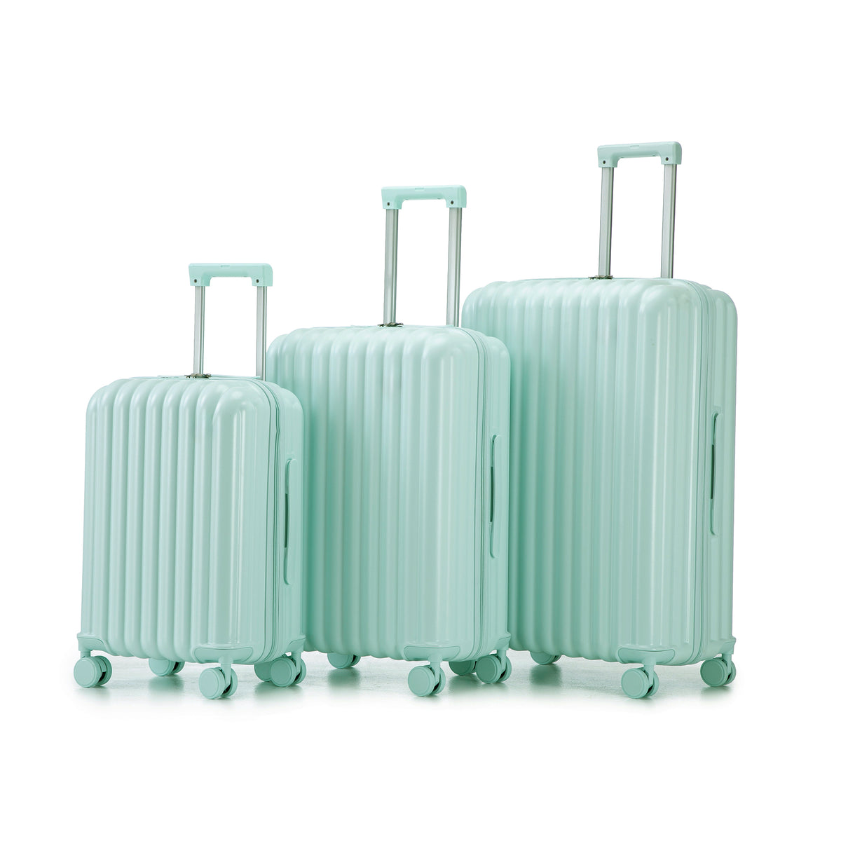 20'/24'/28' 3 pcs/set in ABS Spinner Wheel Luggage, Carry on Suitcase, with Cup Holder & USB Port & Phone Holder (Mint Green)