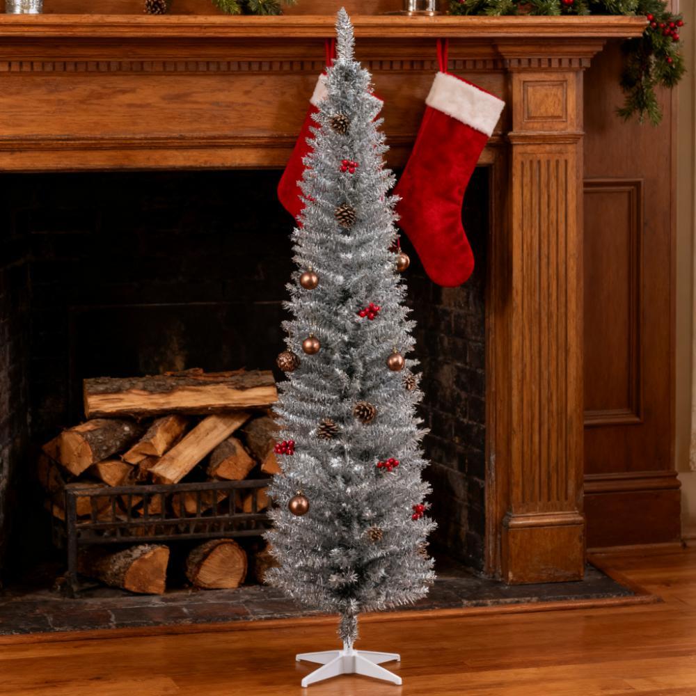 Pencil Christmas Tree,Decorated Christmas Tree, with 499 Realistic Branch Tips and Plastic Stand