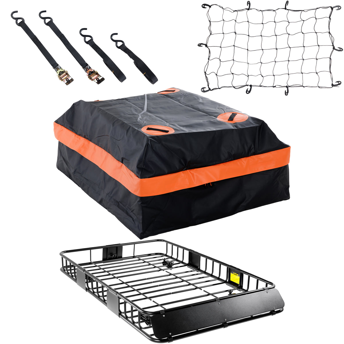 Heavy Duty 64'x 39' Roof Rack, Rooftop Cargo Carrier Basket with Waterproof Bag, Tie Down Strap & Net, Car Top Luggage Holder for SUV, 200lb Capacity, Steel Construction