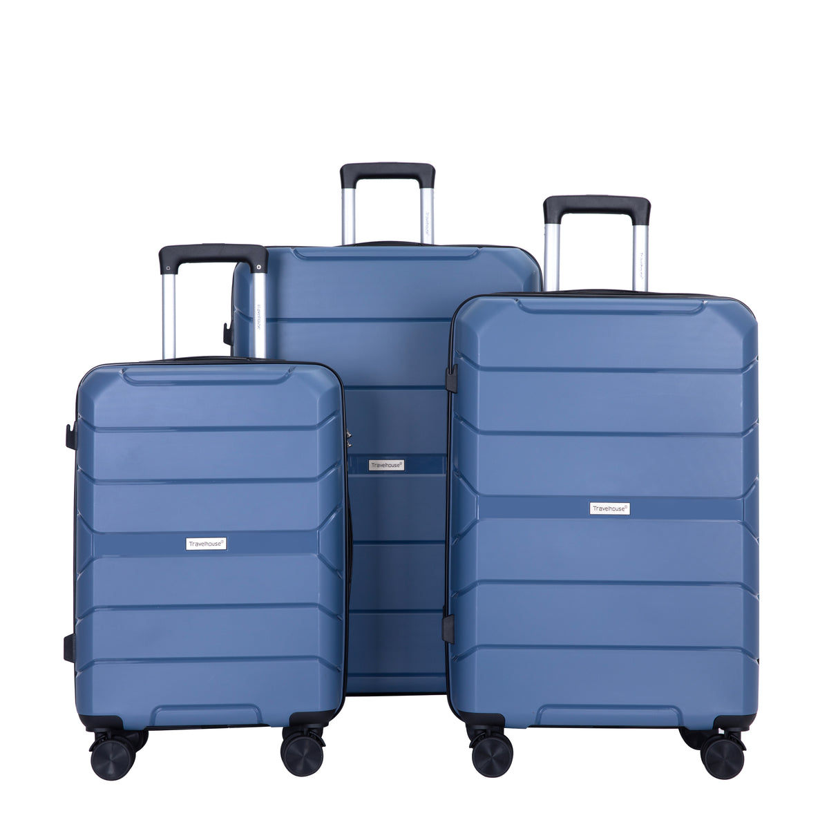 Hardshell Suitcase Spinner Wheels PP Luggage Sets Lightweight Durable Suitcase with TSA Lock,3-Piece Set (20/24/28) ,Blue