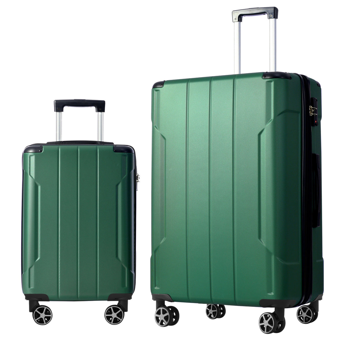 Luggage Sets 2 Piece, Hardshell ABS Lightweight and Expandable(only 28') Suitcases with Double Wheels, Carry-on Luggage, 2-Piece Set (20/28), Green