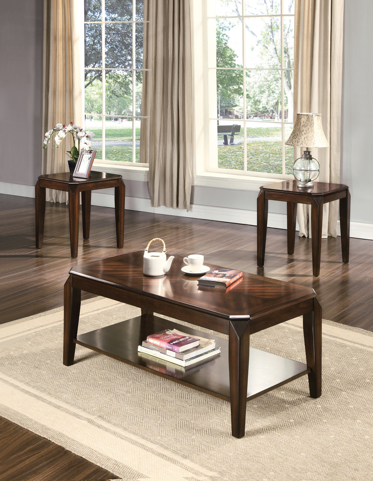Docila 3PC Pack Coffee (Quantity of 1) w/ End Table (Quantity of 2) Set