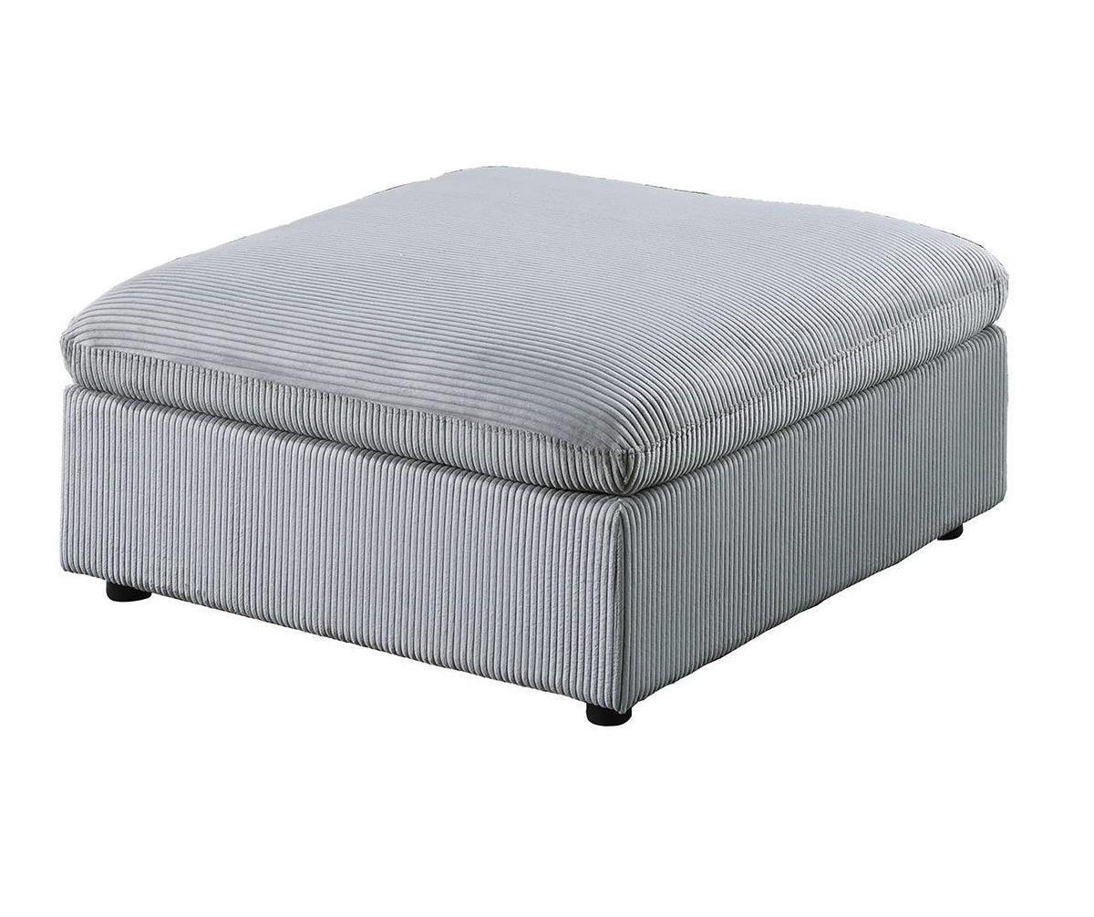 Contemporary Living Room Furniture Ottoman Dark Gray Color Corduroy 1pc Soft Cushion Ottoman Wood Legs