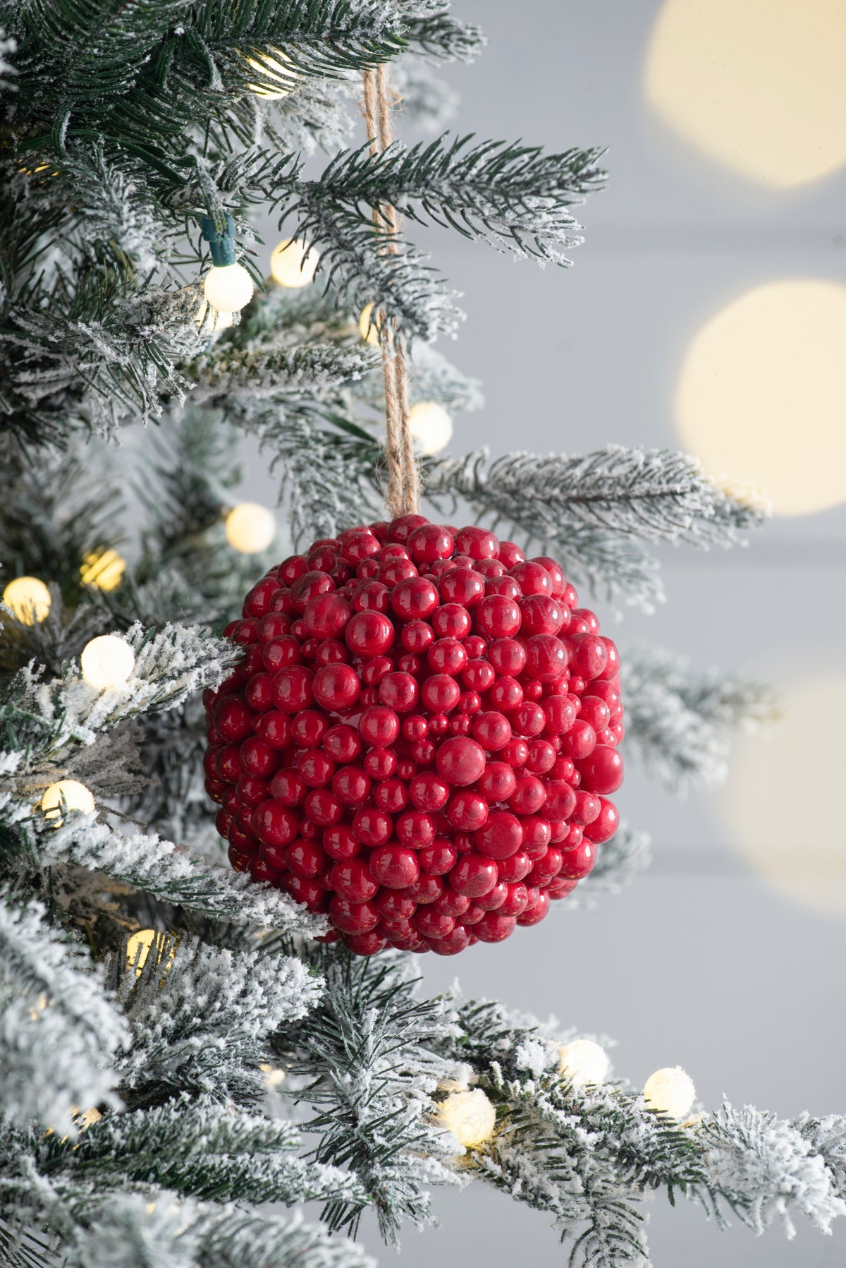 6.5x6.5' Red Berry Ball Ornament, Decorative Hanging Ball Christmas Tree Ornaments for Holiday Party Decorations, Set of 3