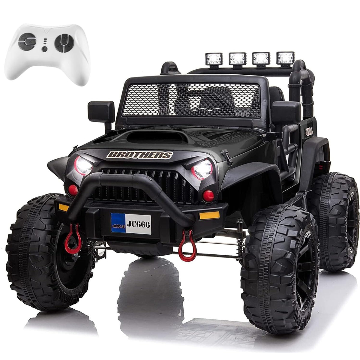 12V Ride on Car Truck with Remote Control, 2 Seater Kids Electric Car, Spring Suspension, 9Ah Battery Powered, 3 Speeds, Double Doors, Music Player