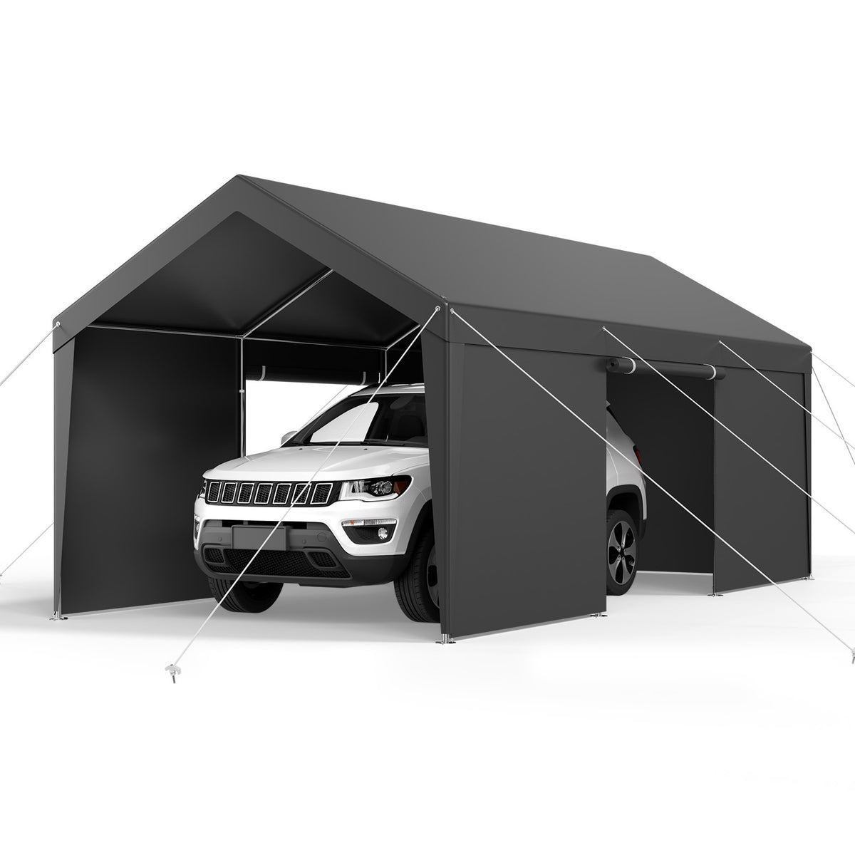 Carport Car Canopy 12x20FT Heavy Duty Outdoor Car Shelter with Sidewalls Grey