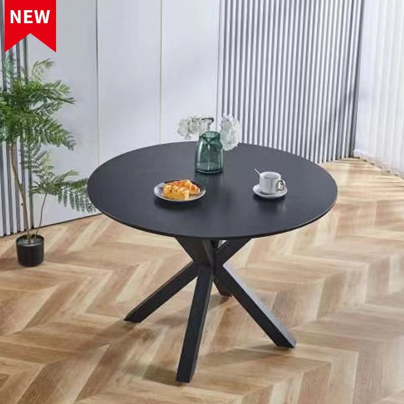 42.1'BLACK Table Mid-century Dining Table for 4-6 people With Round Mdf Table Top, Pedestal Dining Table, End Table Leisure Coffee Table,cross leg