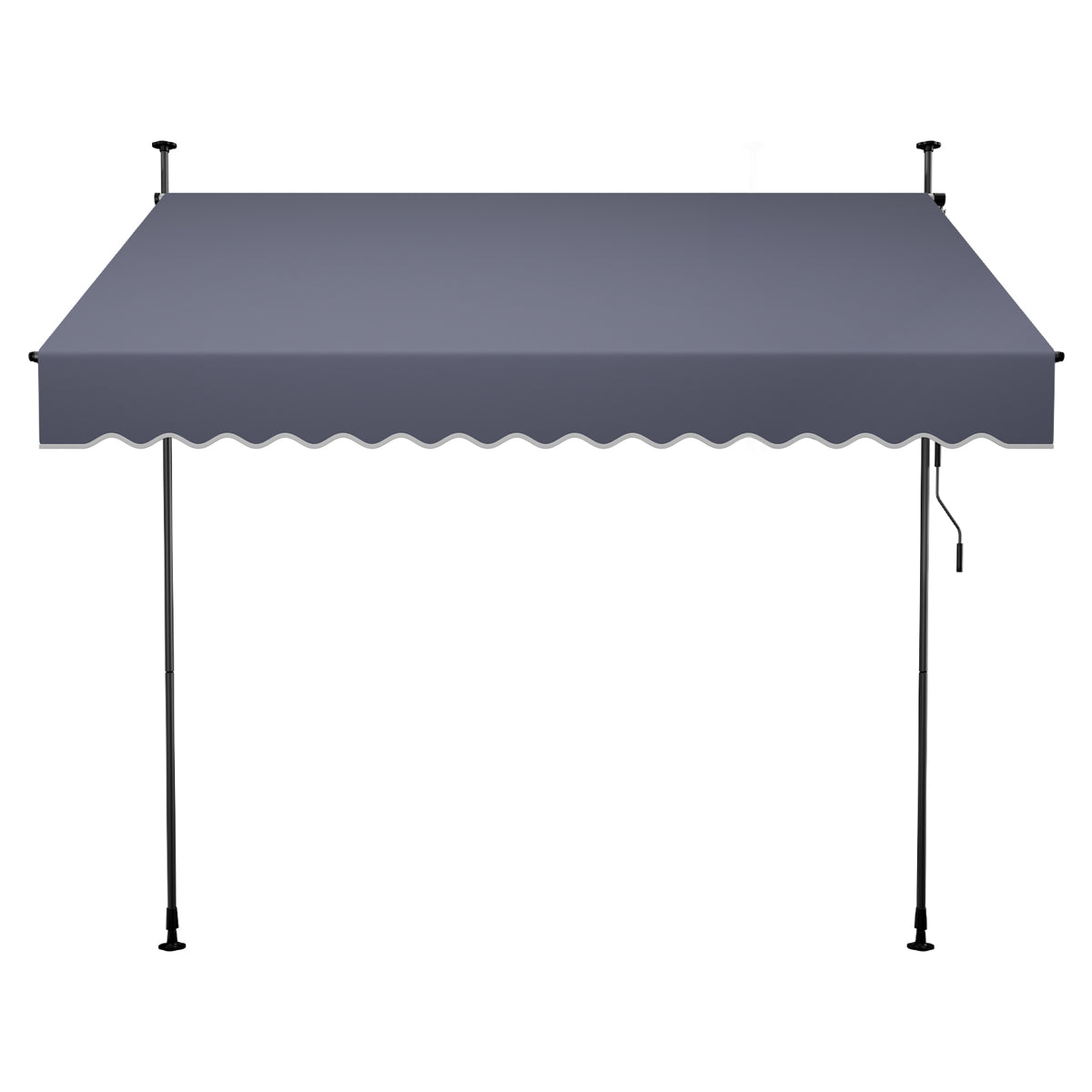 Manual Retractable Awning, 118' Outdoor Retractable Patio Awning Sunshade Shelter, Height Adjustable Patio Door Window Canopy with Manual Crank Handle for Backyard, Garden, Balcony, Dark Gray