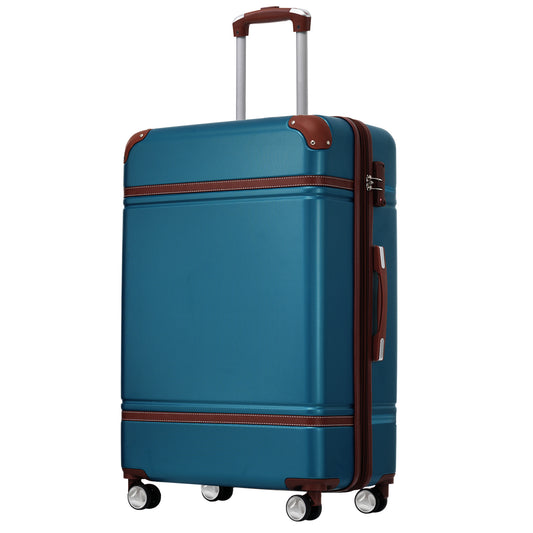 Hardshell Luggage with TSA lock , 24' Expandable Lightweight Suitcase with Spinner Wheels, Single Vintage Luggage,Blue