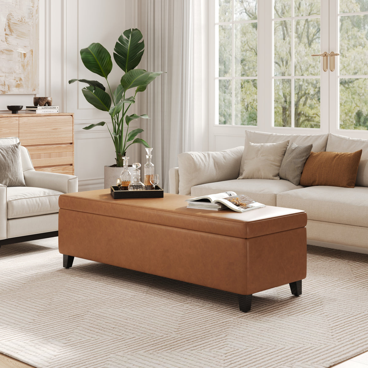 STORAGE PU OTTOMAN Orange Brown
