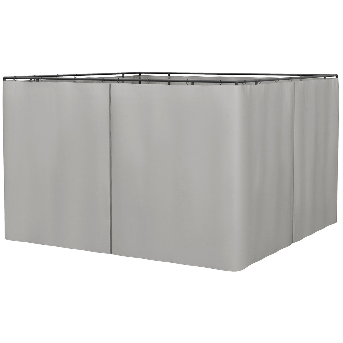 Outsunny 10' x 10' Universal Gazebo Sidewall Set with Panels, Hooks and C-Rings Included for Pergolas and Cabanas, Light Gray