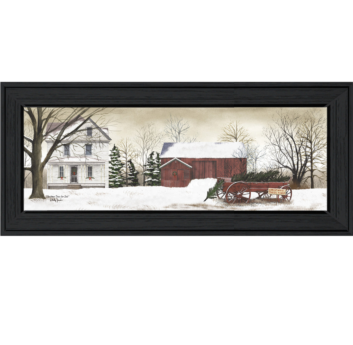 'Christmas Trees for Sale' By Billy Jacobs, Printed Wall Art, Ready To Hang Framed Poster, Black Frame