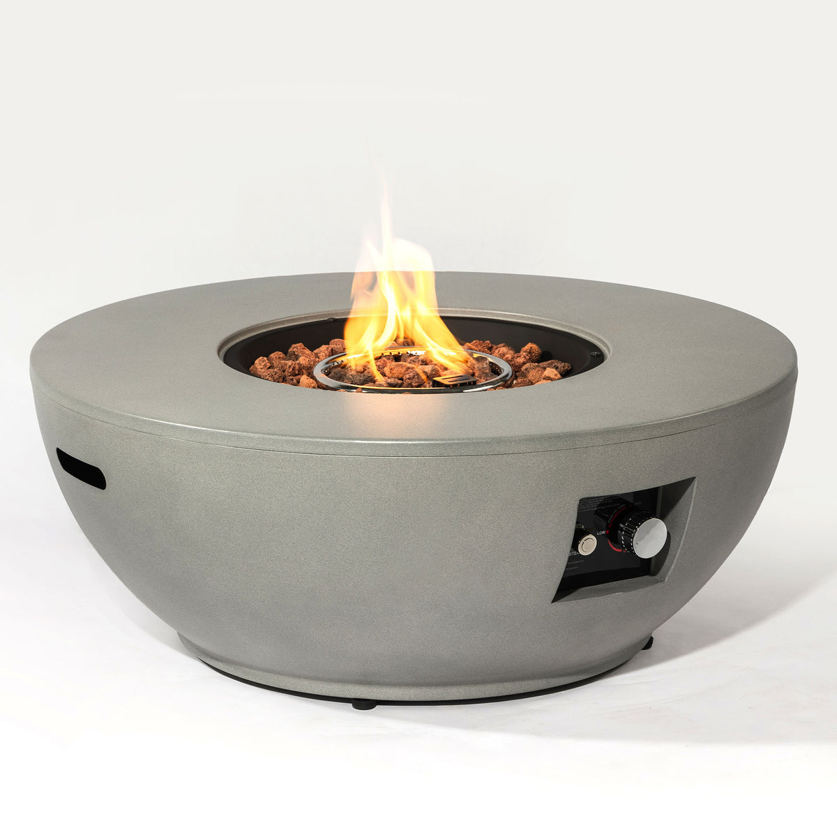 36' Propane Gas Fire Pit Table, 50000 BTU Round Steel Fire Pit with Tank Holder for Outside Patio Deck Garden Backyard- Grey