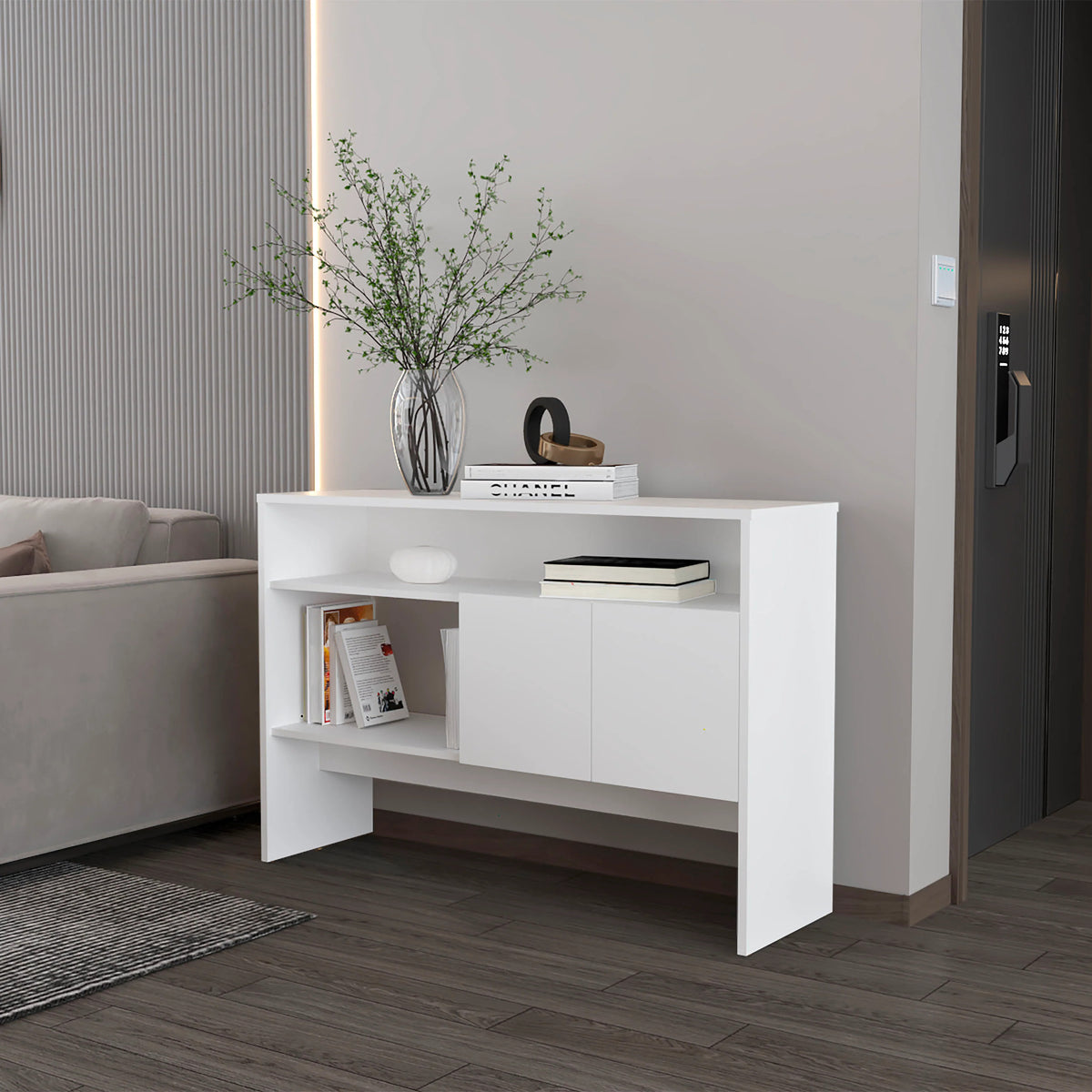 White Console Table with Two Doors