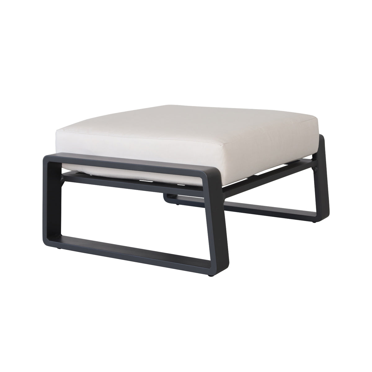 Aluminum Ottomans with Light Brown Seat Cushion, Set of 2, Beige