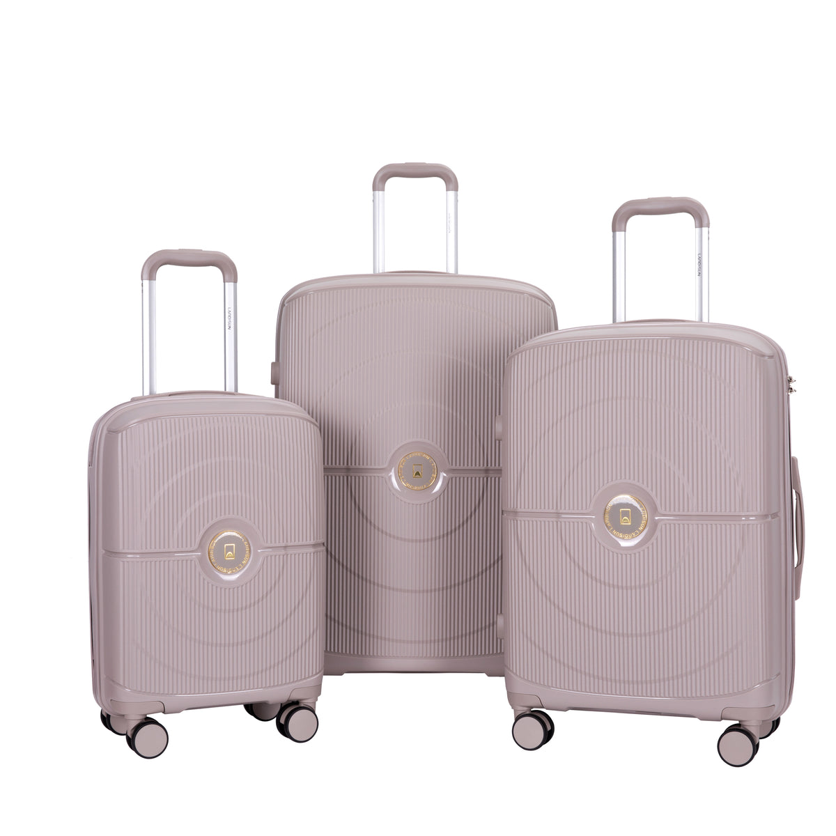 Hardshell Suitcase Double Spinner Wheels PP Luggage Sets Lightweight Durable Suitcase with TSA Lock,3-Piece Set (20/24/28) , Griege