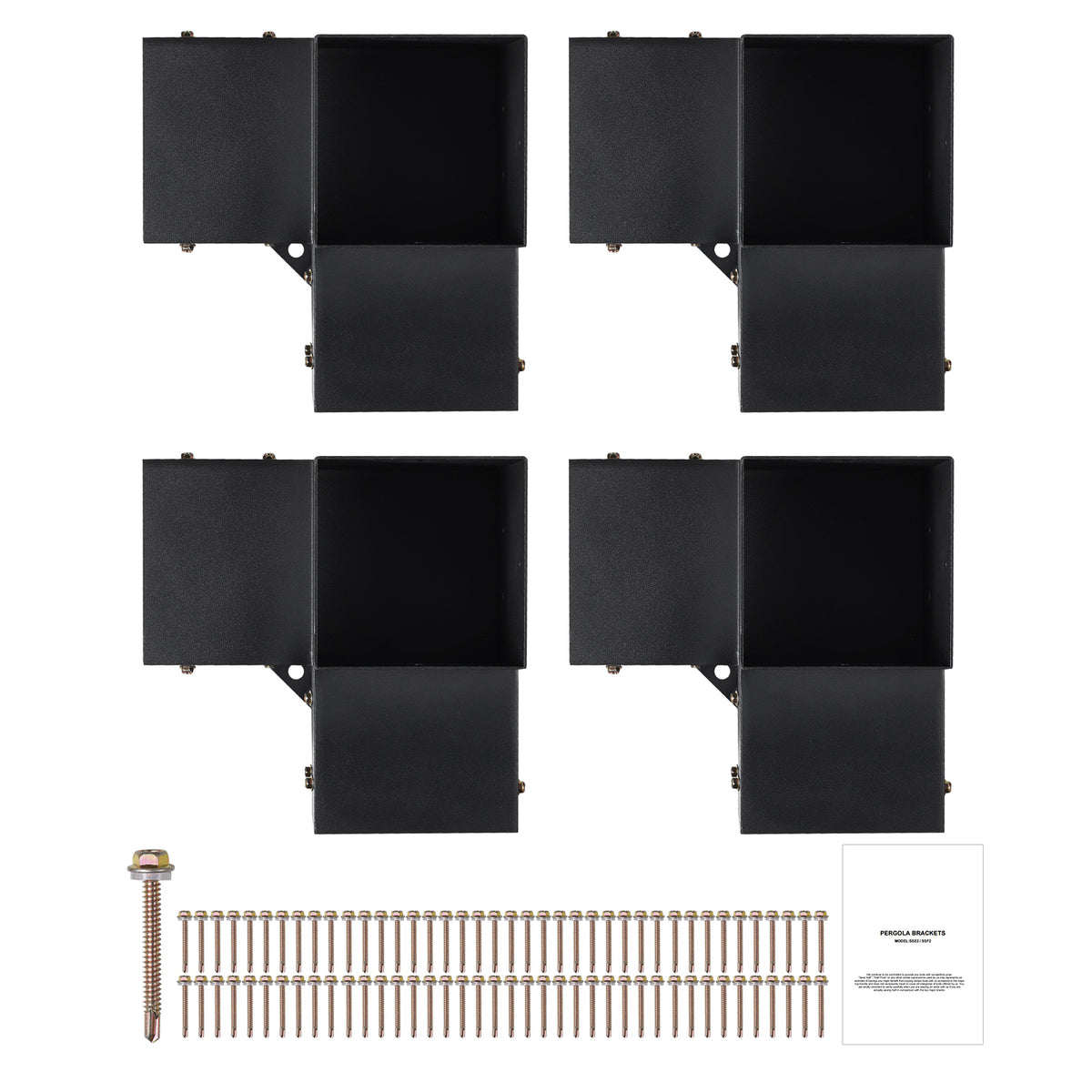 Pergola Bracket Kit 6''x6''(Inner Size 5.6x5.6), 4pcs 3-Way Heavy Duty Corner Bracket Woodworks DIY Post Base Kit, Easy Installation Wooden Beams for Gazebos, Patio Pergolas, Log Cabin Outdoor