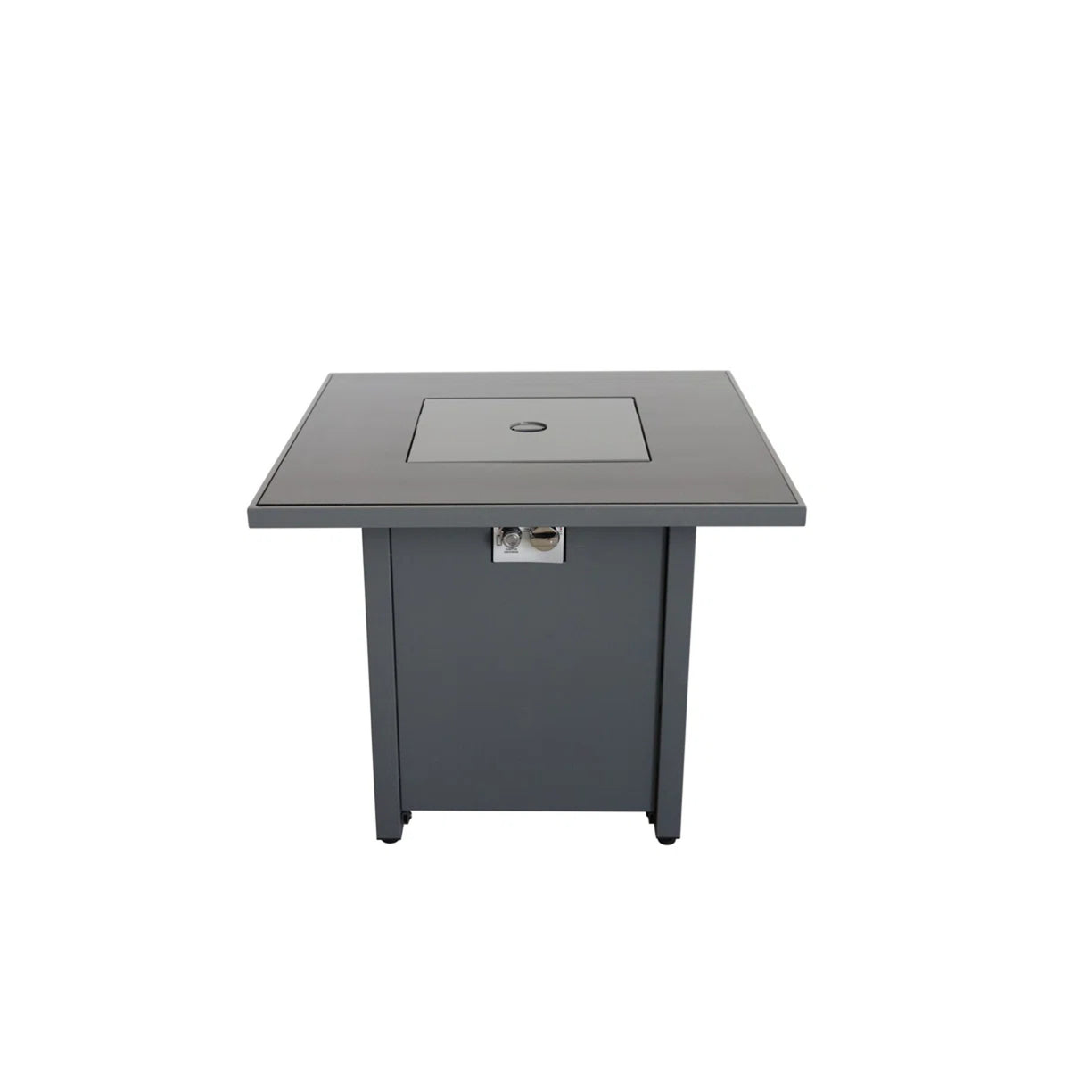 Contemporary 30' Powdercoated Metal Fire Pit with Smoked Glass Top, Grey, Steel