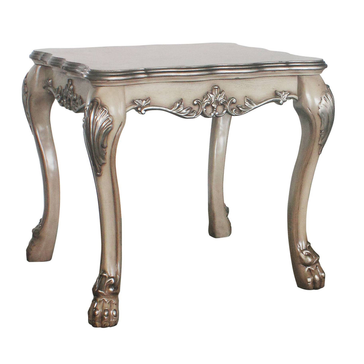 Vintage Bone White Square End Table