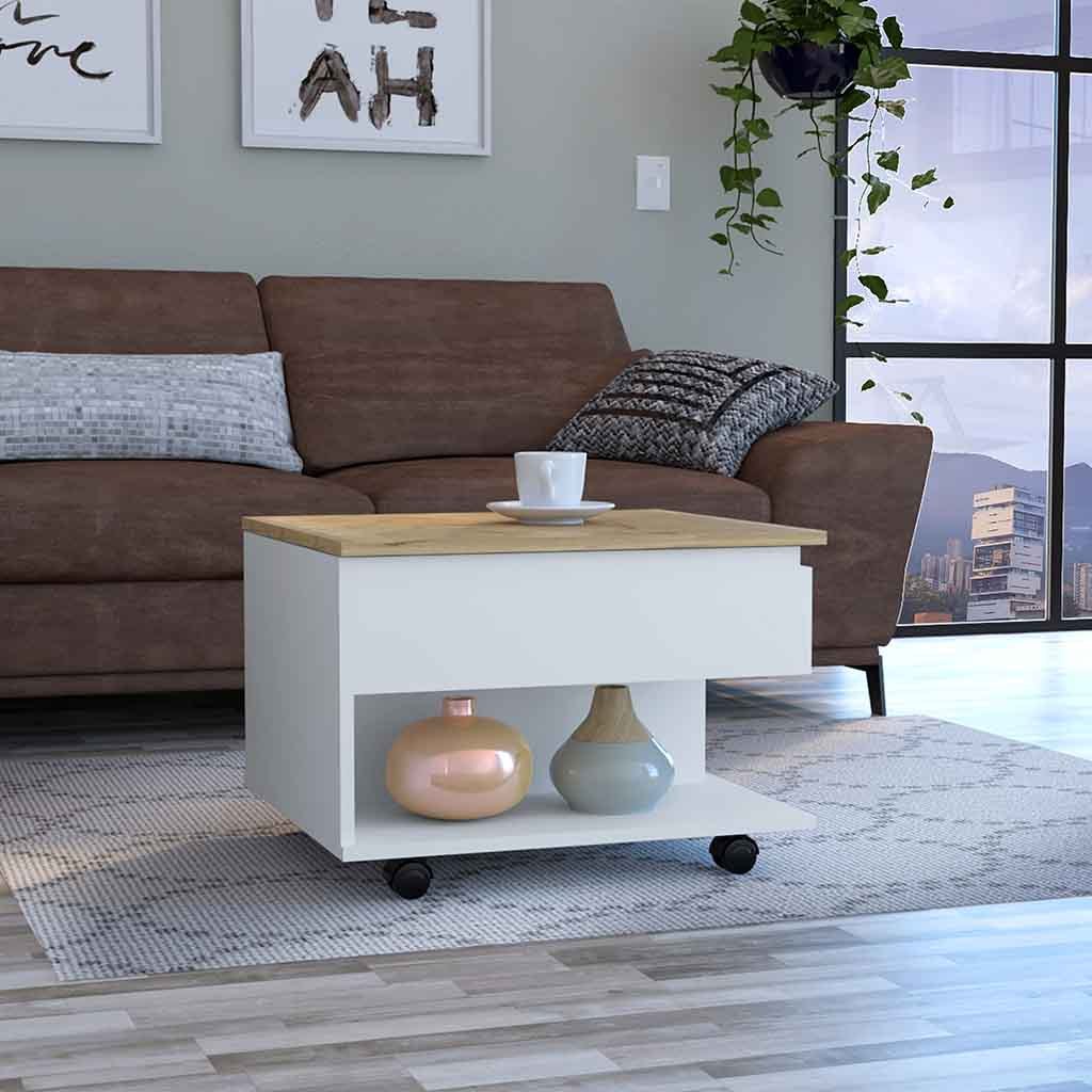 Luanda Lift Top Coffee Table, Casters, One Shelf