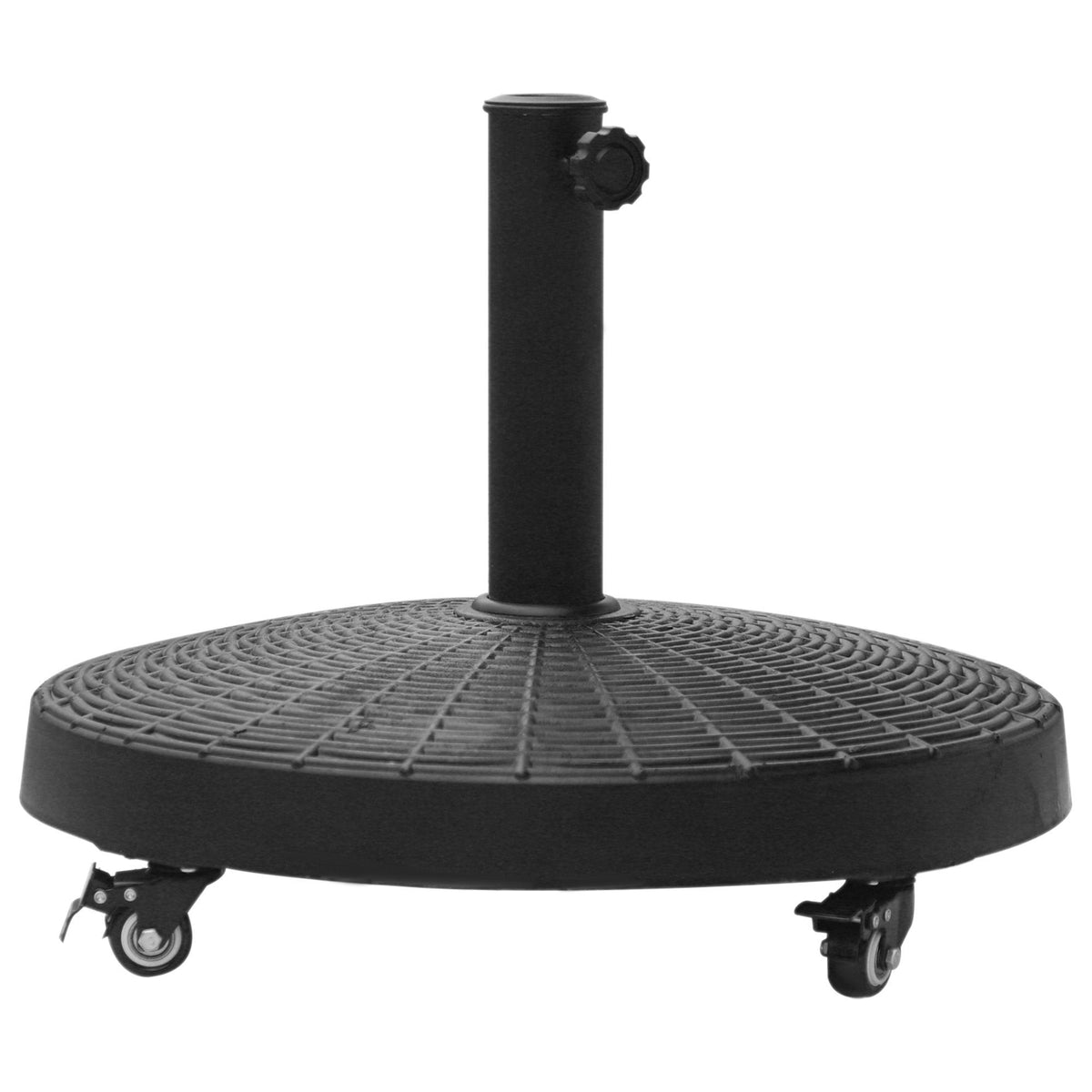 Outsunny 50 lbs. Umbrella Base, 20.5', Round Heavy Duty Umbrella Stand with Wheels for 1.5' or 2' Umbrella Poles, Patio Market Stand for Outdoor, Lawn, Deck, Poolside, Black