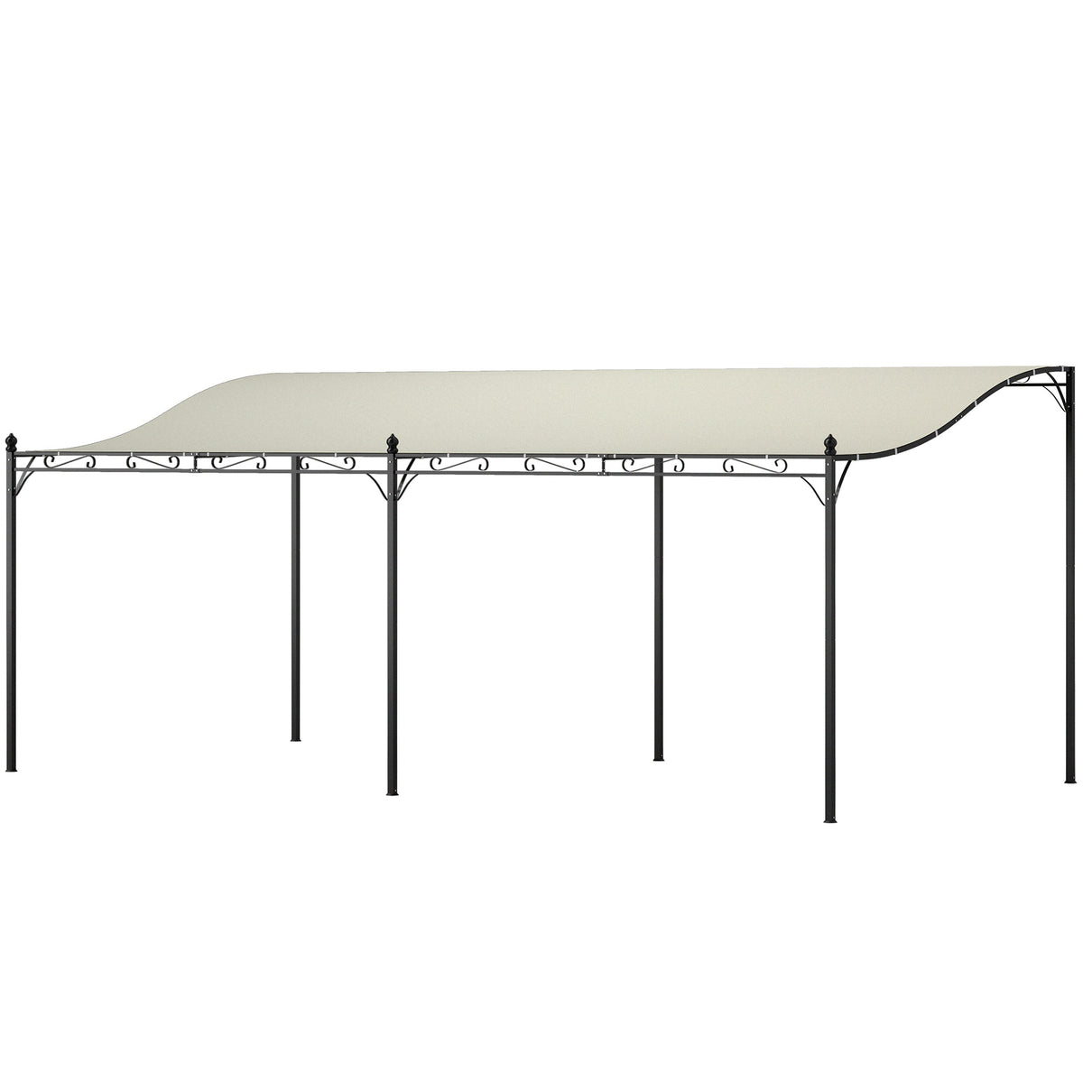 Outsunny 10' x 20' Outdoor Pergola Canopy, Wall-Mounted Metal Patio Canopy with Weather-Resistant Fabric and Drainage Holes for Backyard Garden Porch Beach, Cream White