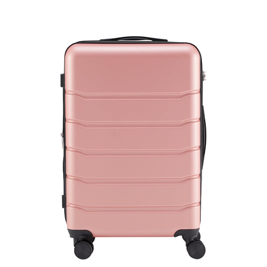 Hard sided expand suitcase with rotating wheels, TSA lock, retractable handle, Pink, 20'