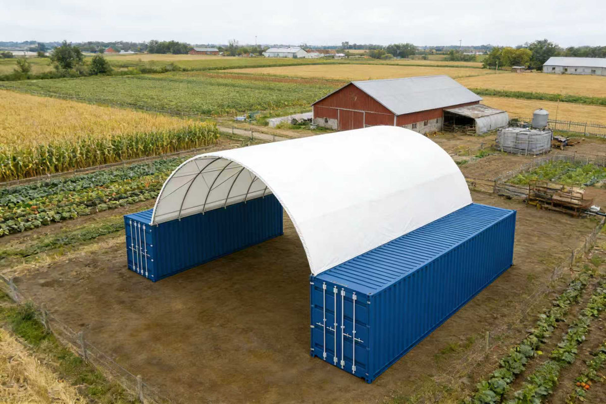 40FTx40FT Single Frame Tarpaulin Tent Warehouse Shed (Excluding containers)-The customer must have unloading capabilities, such as a forklift or crane