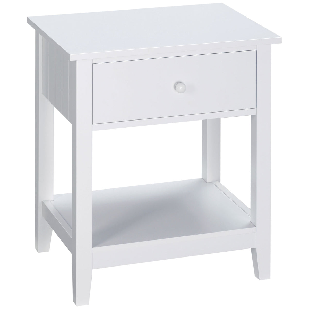 HOMCOM End Table, 2-tier Side Table with Drawer and Storage Shelf, Modern Beside Table for Bedroom, Living Room, White
