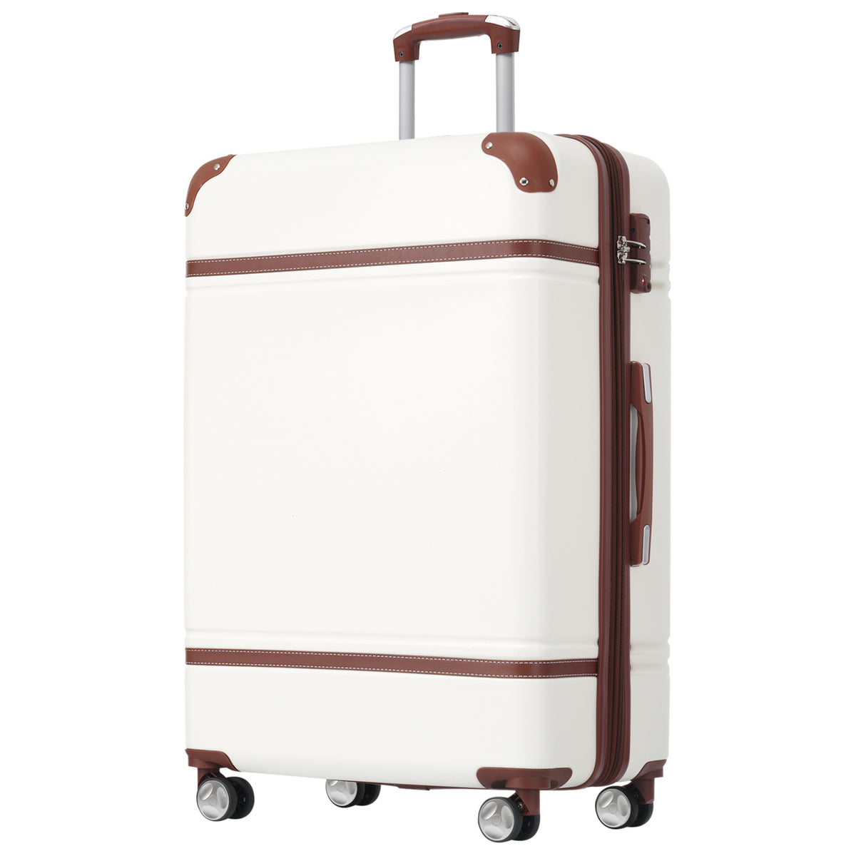 Hardshell Luggage with TSA lock , 28' Expandable Lightweight Suitcase with Spinner Wheels, Single Vintage Luggage,White