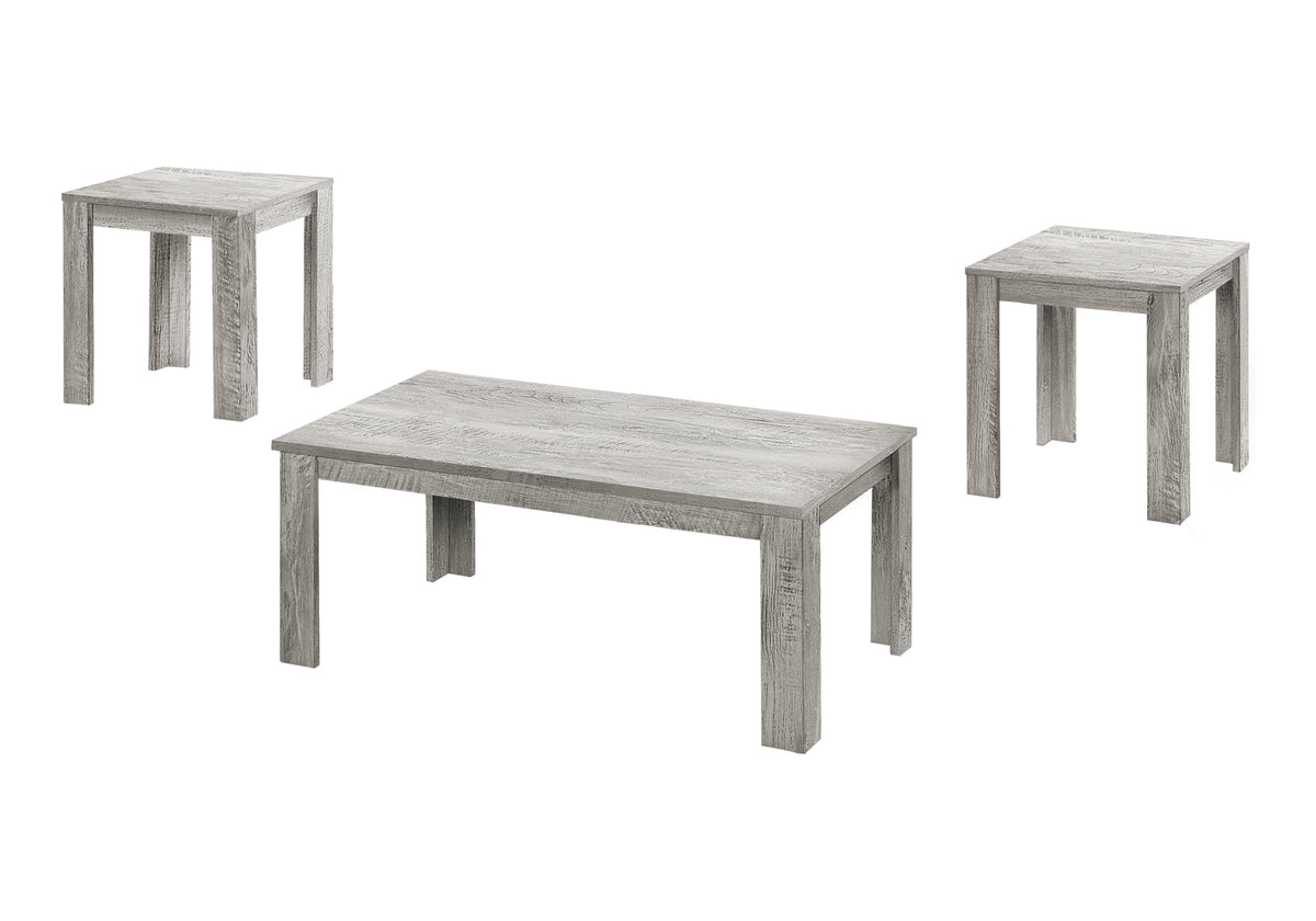 Table Set, 3pcs Set, Coffee, End, Side, Accent, Living Room, Grey Laminate, Transitional
