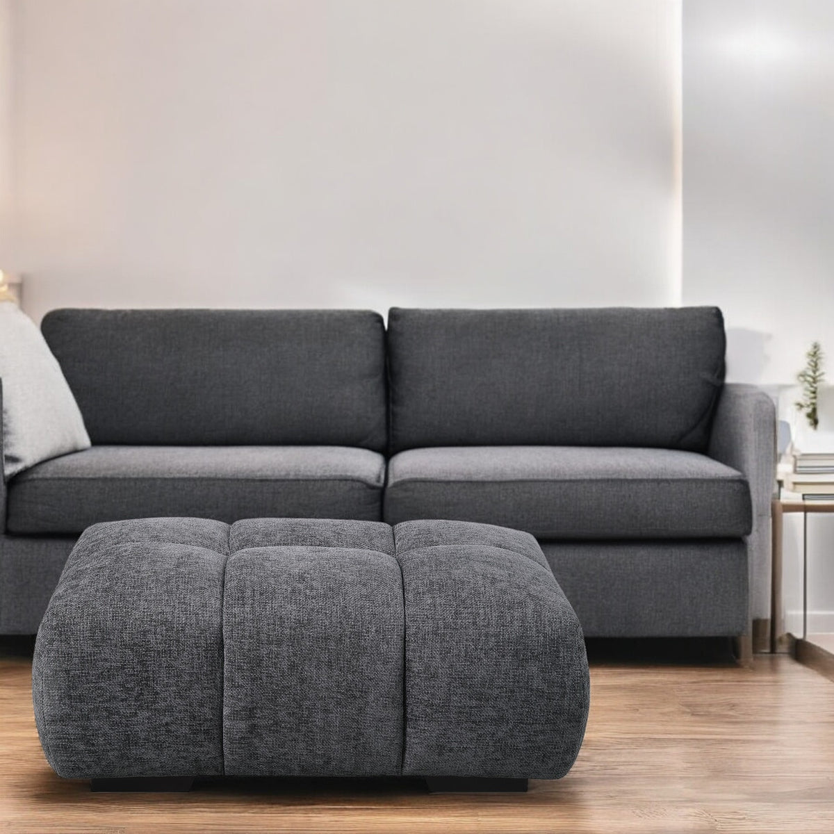 Chosen Gray Chenille Ottoman