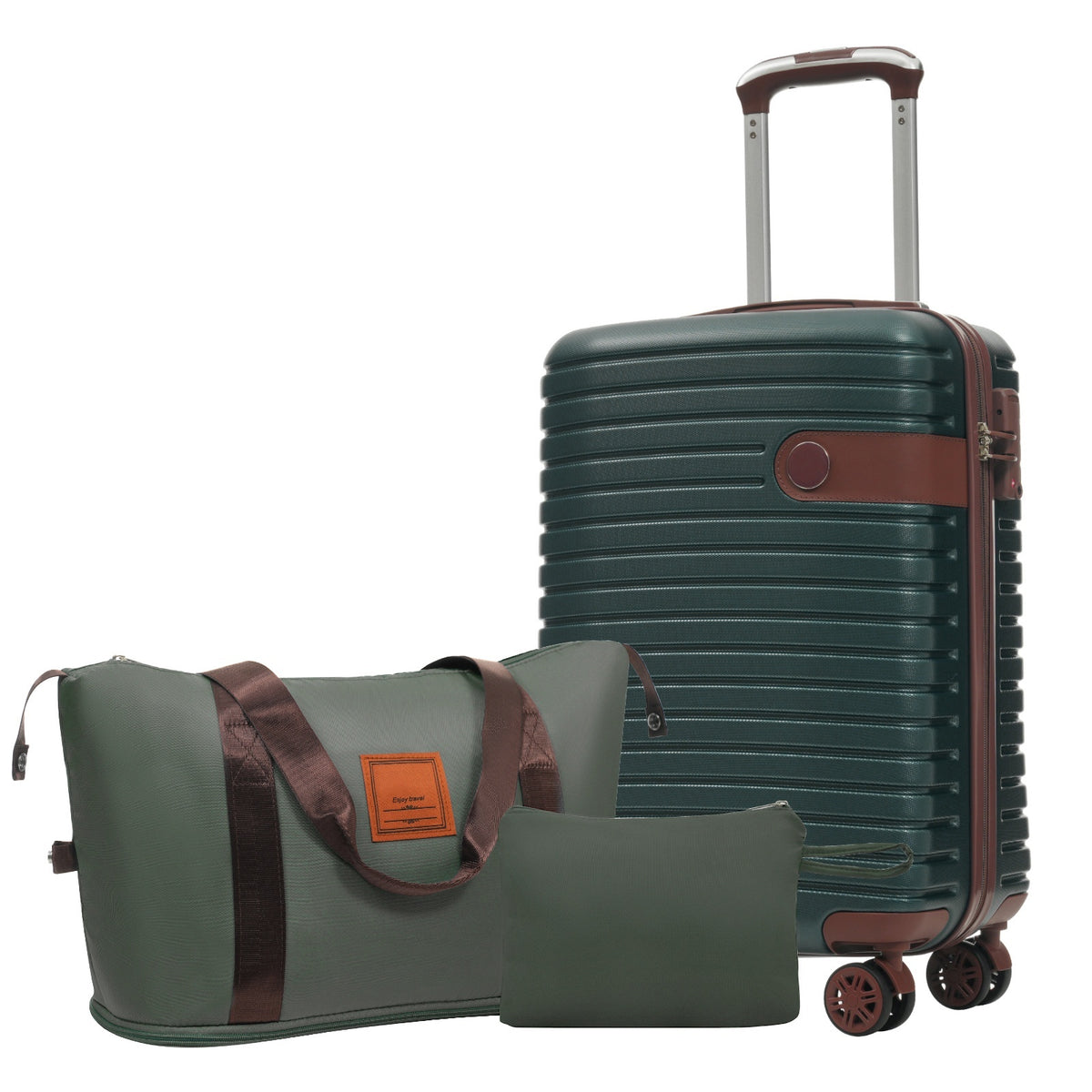 Luggage Sets 3 Piece Carry on Luggage 22x14x9 Airline Approved, Lightweight Hardshell ABS Suitcases with Wheels, 20 inch, Green