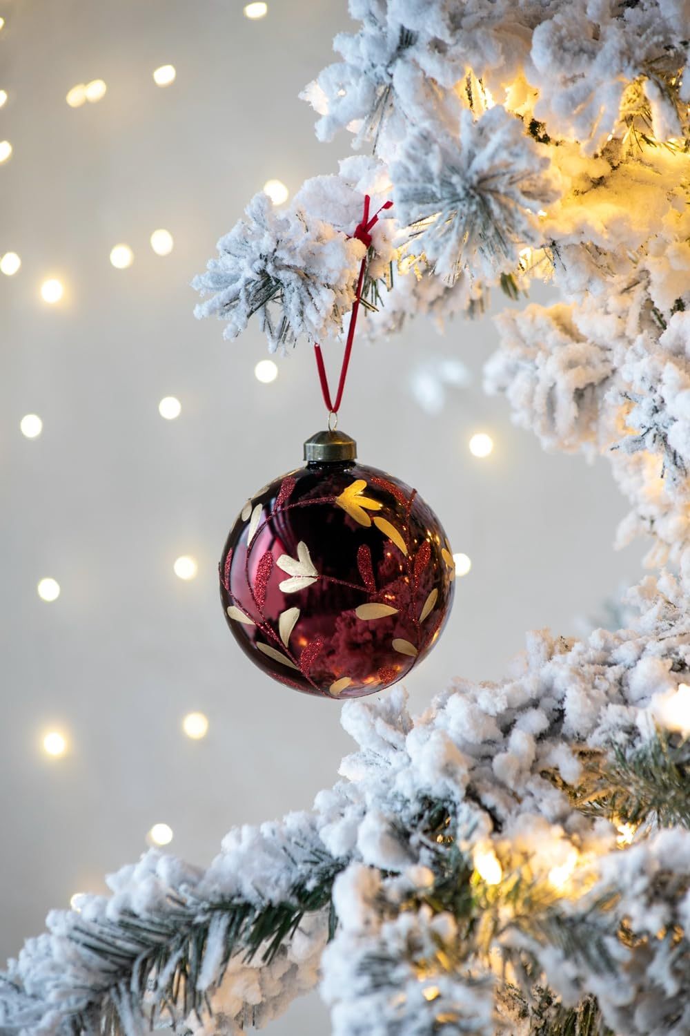 D4.7' Christmas Ball Ornaments, Glass Decorative Hanging Ball Christmas Tree Ornaments for Holiday Party Decorations, Set of 4