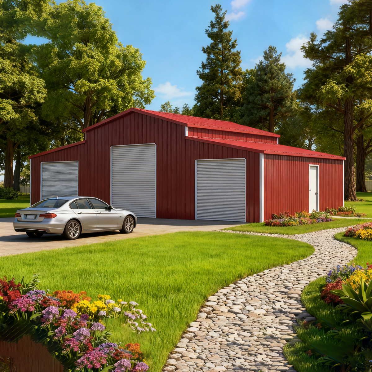 42FT x 30FT Heavy-Duty Metal Garage Storage Shed – Weather-Resistant Steel Structure for Home & Farm Use - The customer must have unloading capabilities, such as a forklift or crane