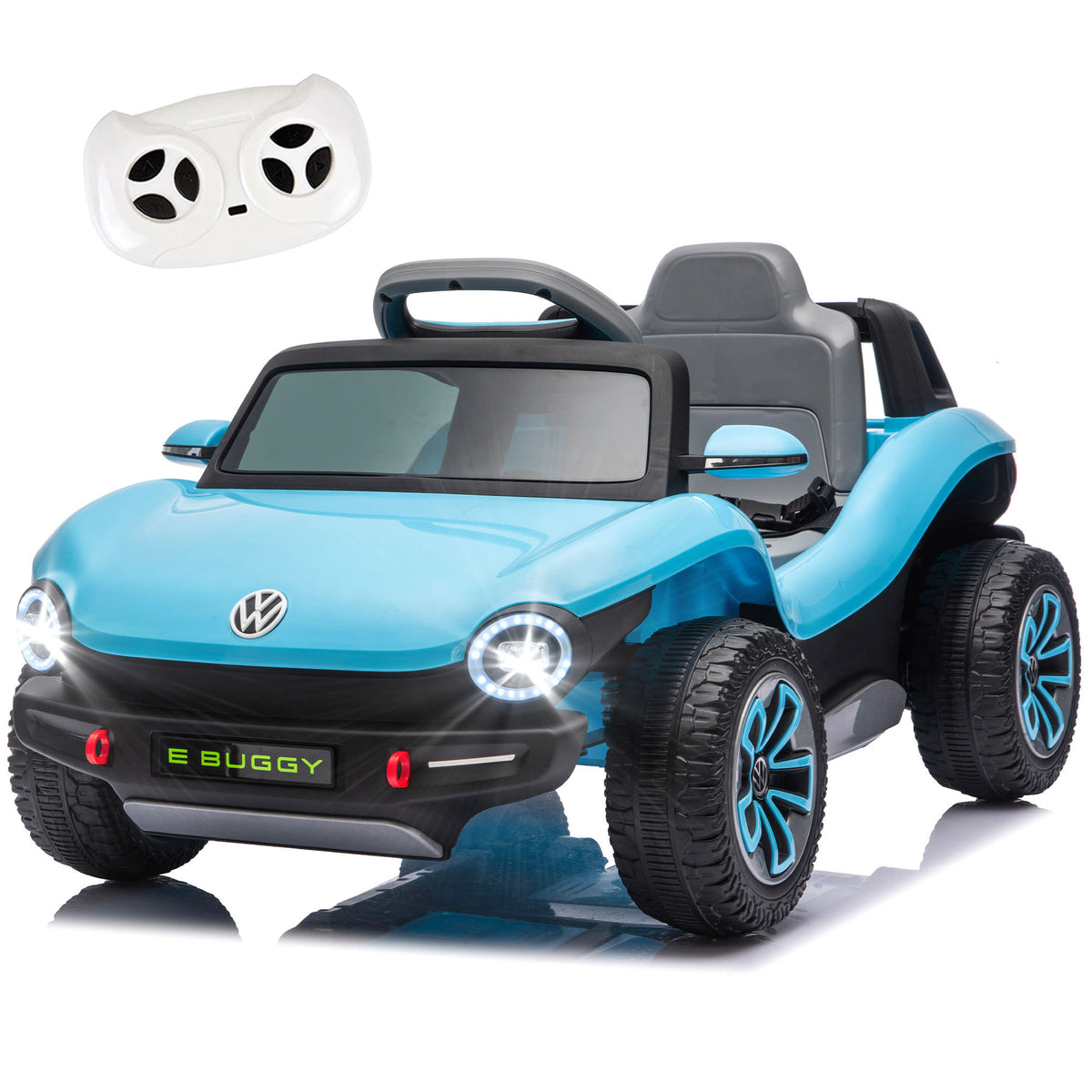 Officially Licensed Volkswagen Beetle Kids Ride On Electric Car Blue 12V 2WD,Rear Cargo Storage,Bluetooth & USB Music,Adjustable Speed, Bright Headlights, Polypropylene Body,38.6 x 22.2 x 18.5 inches