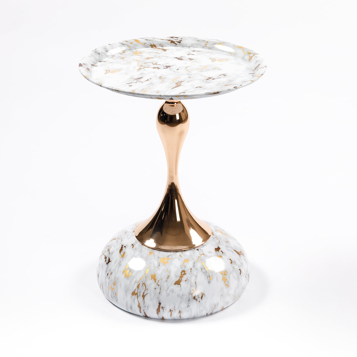 Mermaid Tail End Coffee Table Round Side Table, Modern Metal Pedestal Table, Minimalist Accent Table for Small Spaces, Drink Martini Table Decoration for Living Room