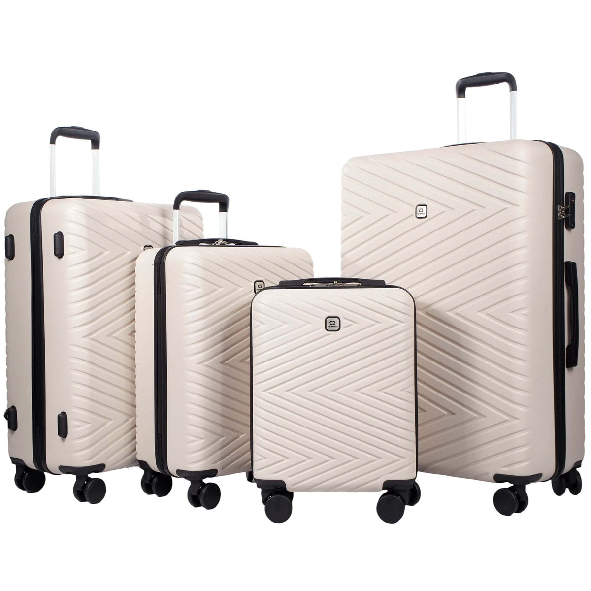 luggage 4-piece ABS lightweight suitcase with rotating wheels, 24 inch and 28 inch with TSA lock, (16/20/24/28) WHITE