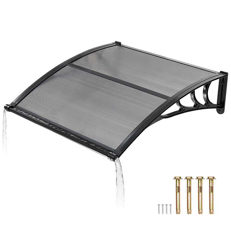 Awnings for Door Entrance, 38 x 40 in, Exterior Front Door Window Awnings with Drainage & ABS Bracket, Rain Snow Sun Protection, Overhang Polycarbonate Door Canopy for Porch Patio, Smoky Gray