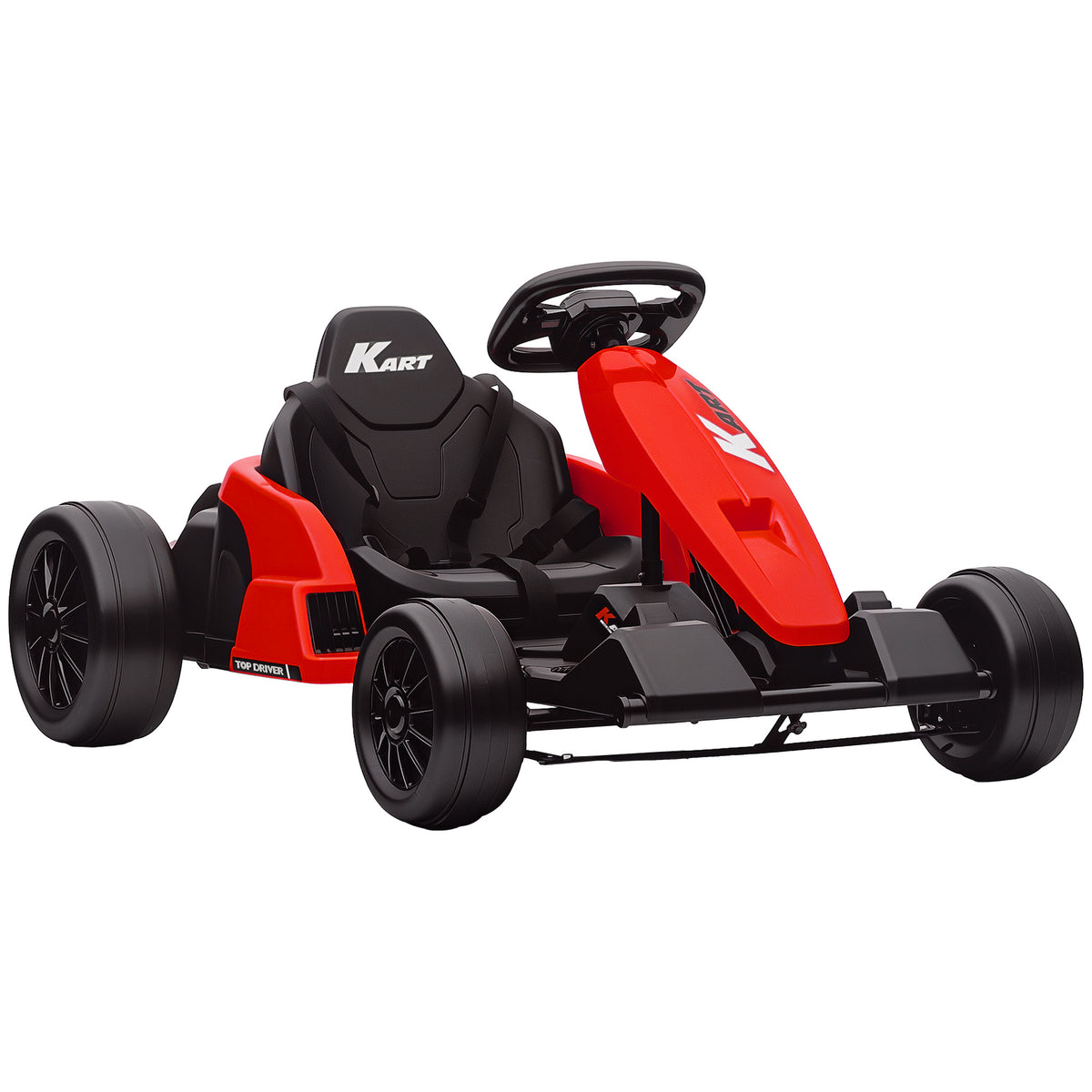 Qaba Electric Go Kart, 24V 9Ah Big Battery, Kids Drift Kart with Dual 150W Motors, Adjustable Seat & 11.2MPH High Speed, Slow Start, 5-Point Safety Belt, for 6-12 Years, Red