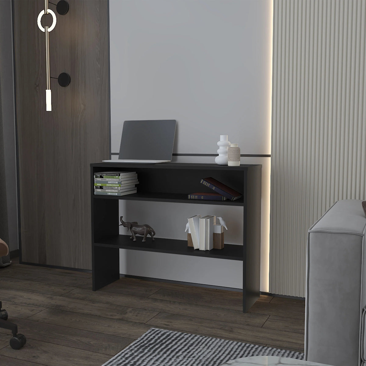 Black Console Table with Open Storage
