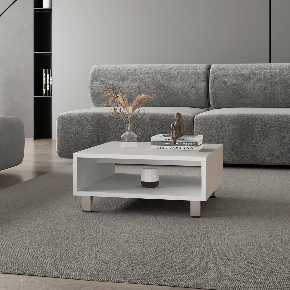 White Coffee Table with Open Storage