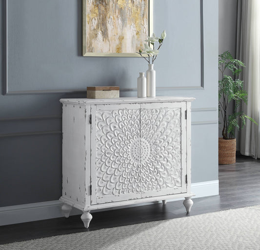 Daray Antique White Finish Console Cabinet