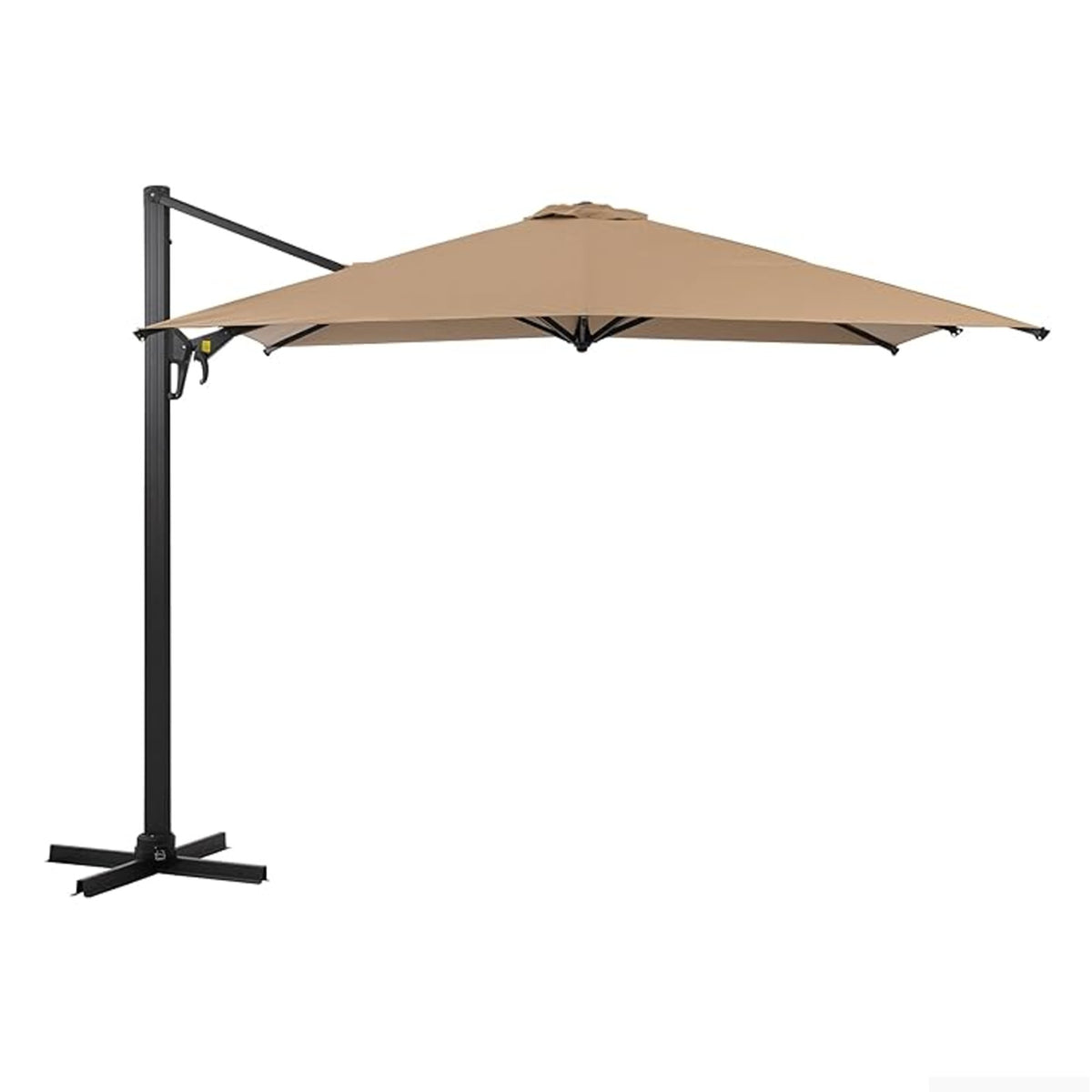 10 Ft Khaki Square Cantilever Patio Umbrella with 360° Rotation & Infinite Tilt Adjustment, Heavy Duty Offset Polyester Canopy, Rust-Resistant Aluminum Pole, 119x119 Inch Shade