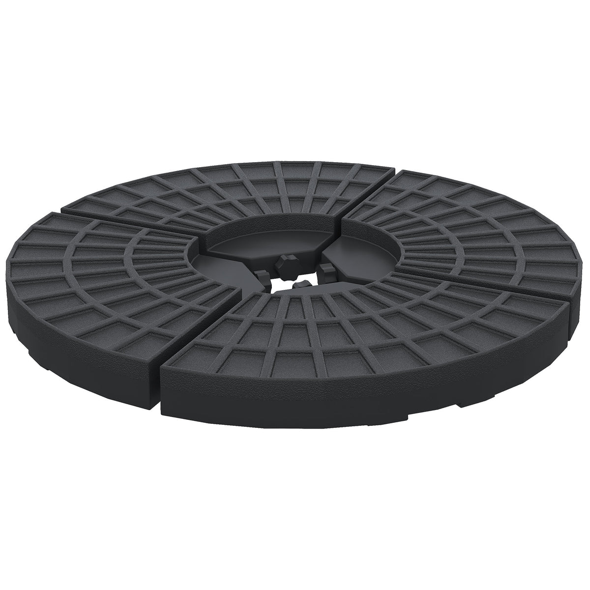 Outsunny 4 Pieces Round Patio Umbrella Base, Cantilever Offset Outdoor Umbrella Weights, 52 Liters Capacity Water or 112 lbs Capacity Sand Plates Set, Black