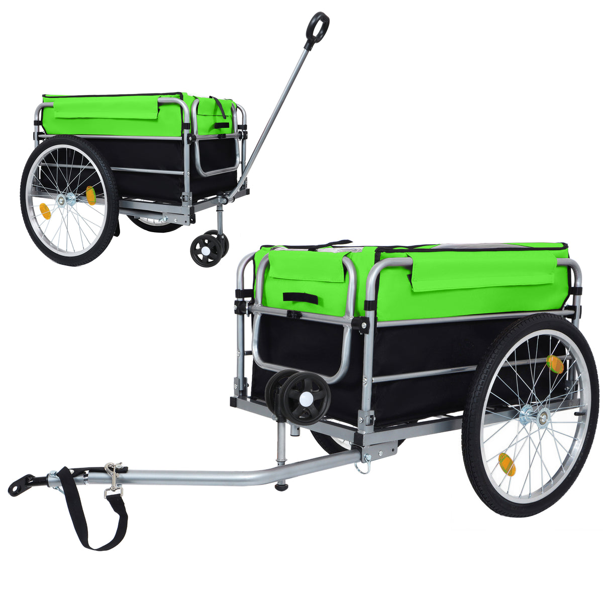 Bike Cargo Trailer, Aluminum Luggage Cart,Heavy Duty 220 lbs Bicycle Wagon Cart, 20' Whee,l Folding Groceries Hauler with Safe Hitch System, Removable Cover, Oxford Fabric for Cycling Travel