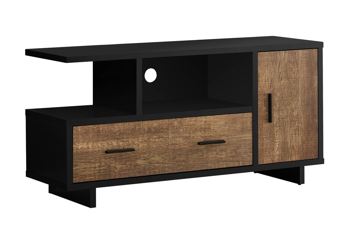 Tv Stand, 48 Inch, Console, Media Entertainment Center, Storage Cabinet, Drawers, Living Room, Bedroom, Black And Brown Laminate, Contemporary, Modern