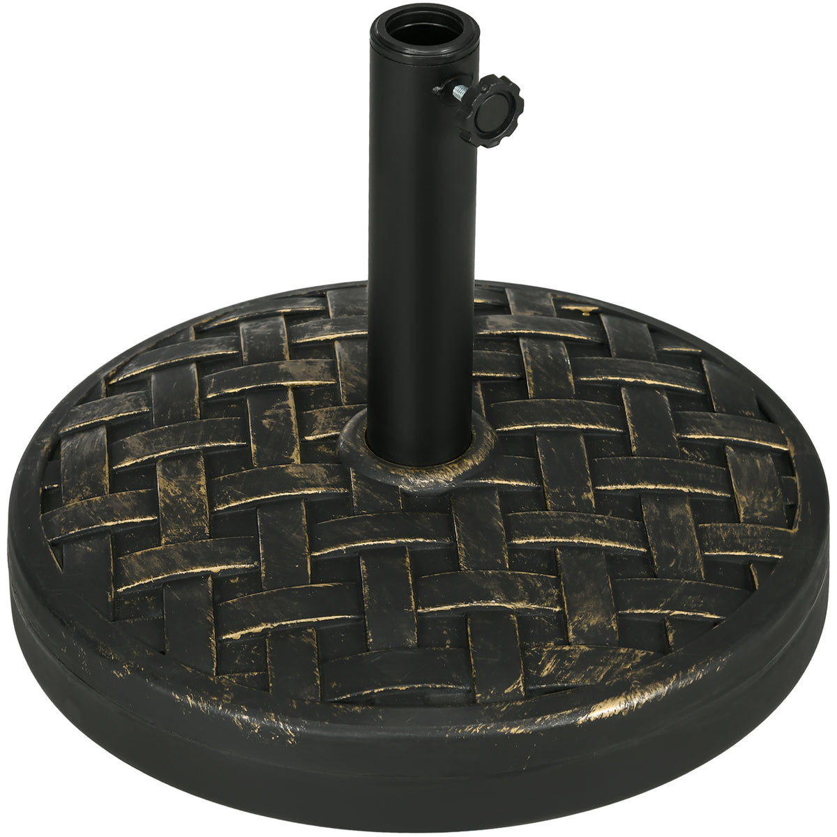 Outsunny 18' Patio Umbrella Base, 40 lbs. Concrete Heavy Duty Umbrella Stand with Metal Umbrella Holder for 1.5' or 2' Umbrella Poles, Round Market Umbrella Stand for Outdoor, Lawn, Poolside, Bronze